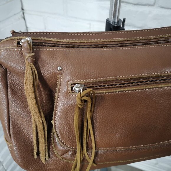 Stone Mountain Ladies Dark Brown Genuine Leather Wide Strap Crossbody / Shoulder - Picture 3 of 14